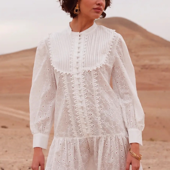 NWT CHOKLATE PARIS Embroidered Cotton Shirt Dress - Picture 2 of 4